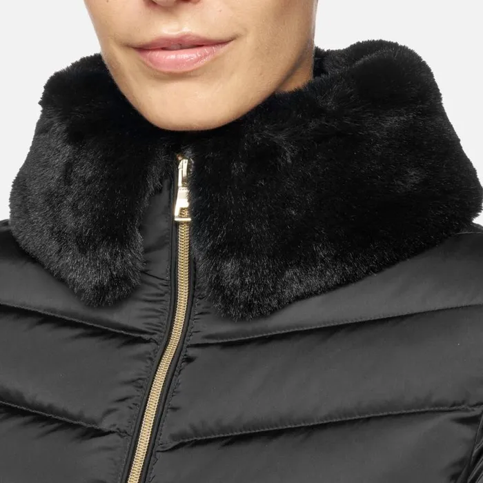 Woman Geox Down Jackets BETTANIE WOMAN Black Short Down Jacket Black