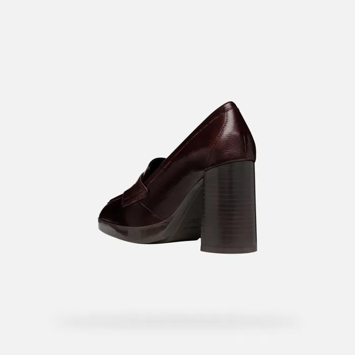 Woman Geox Heels TEULADA WOMAN Wine Heeled Loafers Wine