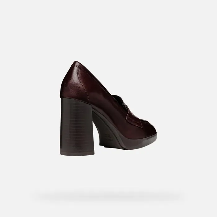 Woman Geox Heels TEULADA WOMAN Wine Heeled Loafers Wine