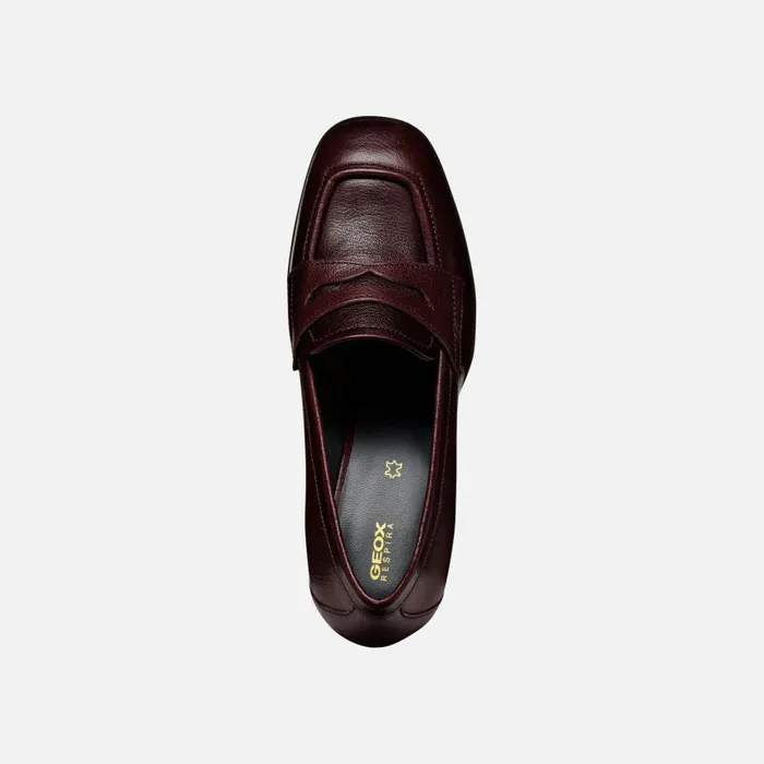Woman Geox Heels TEULADA WOMAN Wine Heeled Loafers Wine