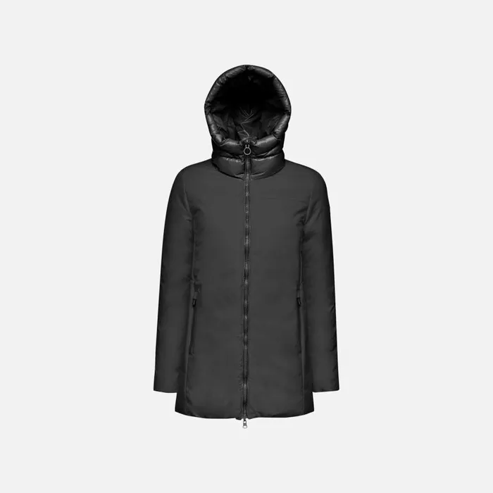 Woman Geox Jackets SPHERICA WOMAN BlackBlack Reversible Jacket Blackblack