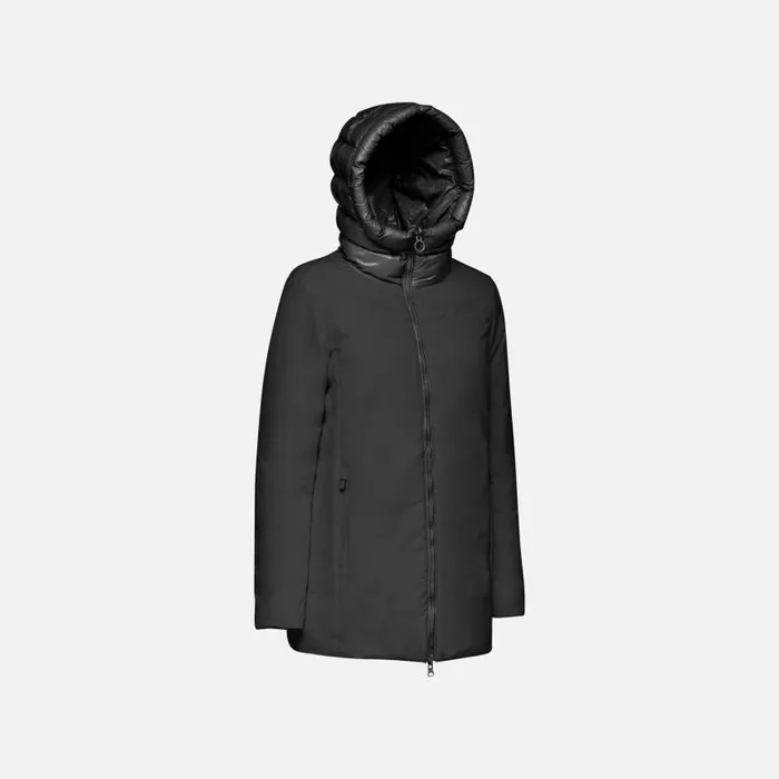 Woman Geox Jackets SPHERICA WOMAN BlackBlack Reversible Jacket Blackblack