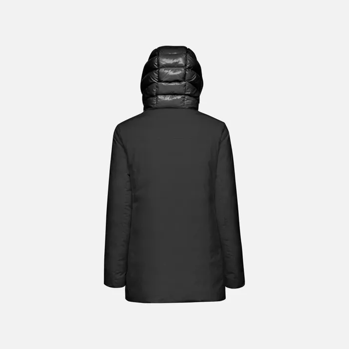 Woman Geox Jackets SPHERICA WOMAN BlackBlack Reversible Jacket Blackblack