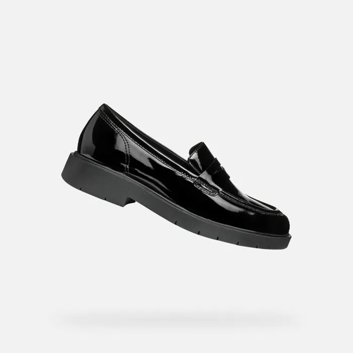 Woman Geox Loafers SPHERICA EC1 WOMAN Black Leather Loafers Black