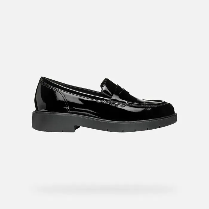 Woman Geox Loafers SPHERICA EC1 WOMAN Black Leather Loafers Black