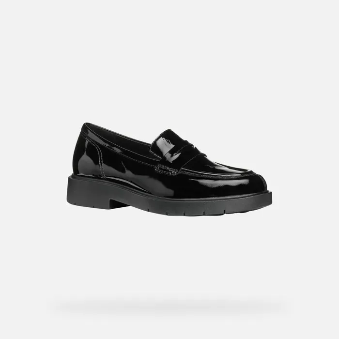 Woman Geox Loafers SPHERICA EC1 WOMAN Black Leather Loafers Black