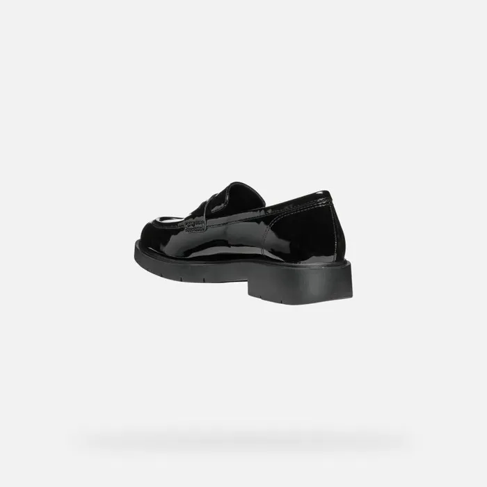 Woman Geox Loafers SPHERICA EC1 WOMAN Black Leather Loafers Black