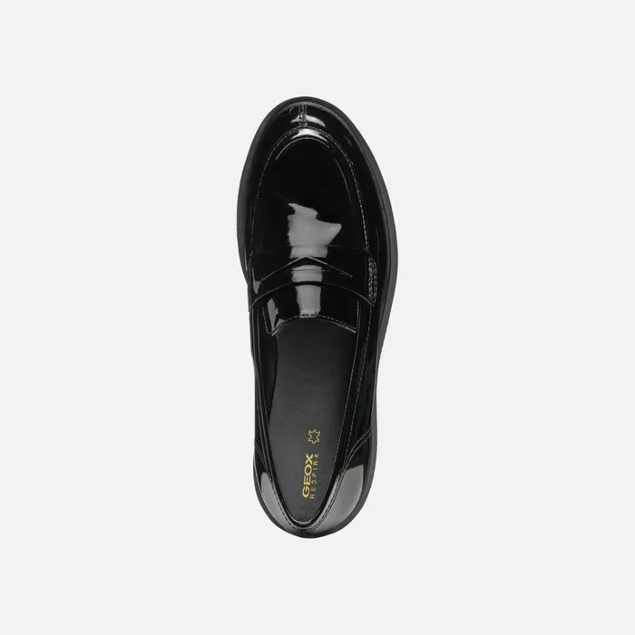 Woman Geox Loafers SPHERICA EC1 WOMAN Black Leather Loafers Black