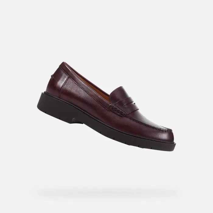 Woman Geox Loafers SPHERICA EC1 Women039s Burgundy Leather Loafers Geox Dark Burgundy