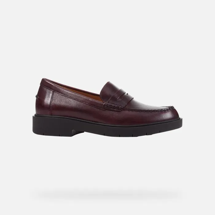 Woman Geox Loafers SPHERICA EC1 Women039s Burgundy Leather Loafers Geox Dark Burgundy