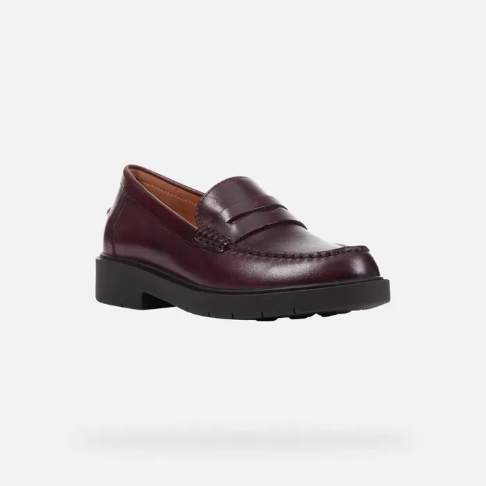 Woman Geox Loafers SPHERICA EC1 Women039s Burgundy Leather Loafers Geox Dark Burgundy