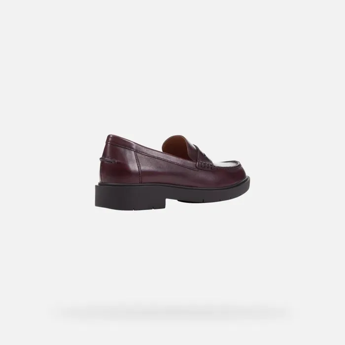 Woman Geox Loafers SPHERICA EC1 Women039s Burgundy Leather Loafers Geox Dark Burgundy