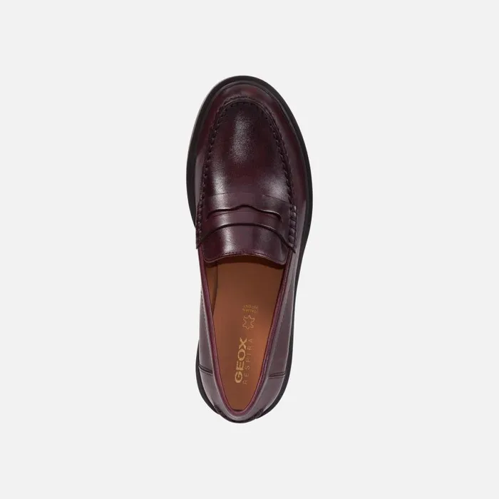 Woman Geox Loafers SPHERICA EC1 Women039s Burgundy Leather Loafers Geox Dark Burgundy