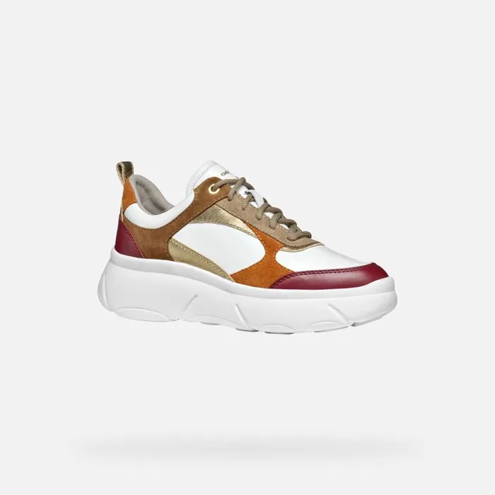 Woman Geox Sneakers NEBULA 20 X WOMAN WhiteCognac Low Top Sneakers Whitecognac