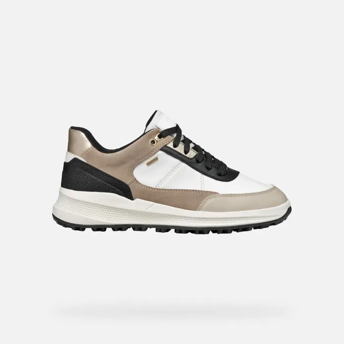 Woman Geox Sneakers PG1X ABX WOMAN WhiteLight Taupe Waterproof Trainers Whitelight Taupe