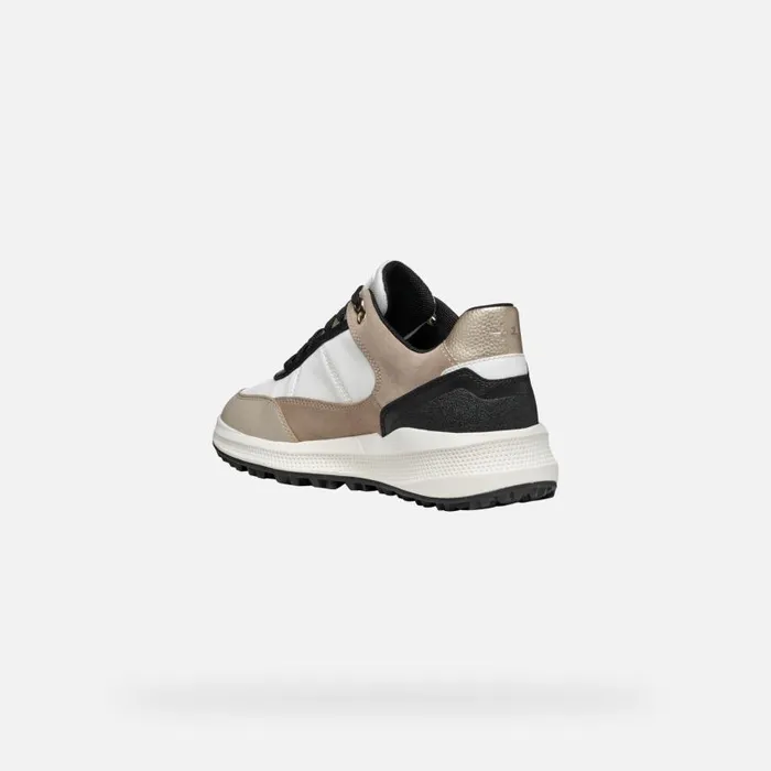 Woman Geox Sneakers PG1X ABX WOMAN WhiteLight Taupe Waterproof Trainers Whitelight Taupe