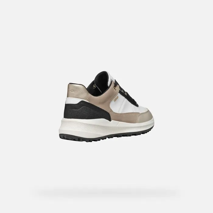 Woman Geox Sneakers PG1X ABX WOMAN WhiteLight Taupe Waterproof Trainers Whitelight Taupe