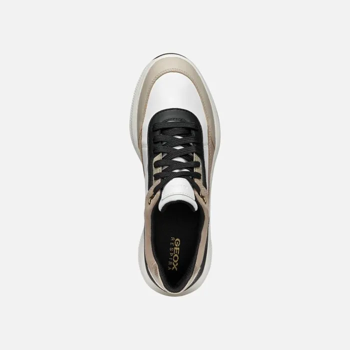 Woman Geox Sneakers PG1X ABX WOMAN WhiteLight Taupe Waterproof Trainers Whitelight Taupe
