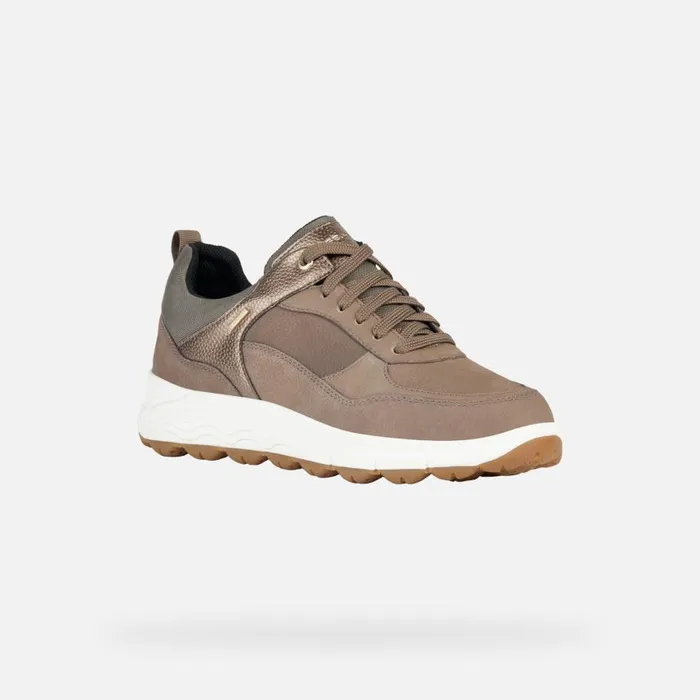 Woman Geox Sneakers SPHERICA 4X4 B ABX Waterproof Shoes Taupe Woman Geox Dark Taupelead
