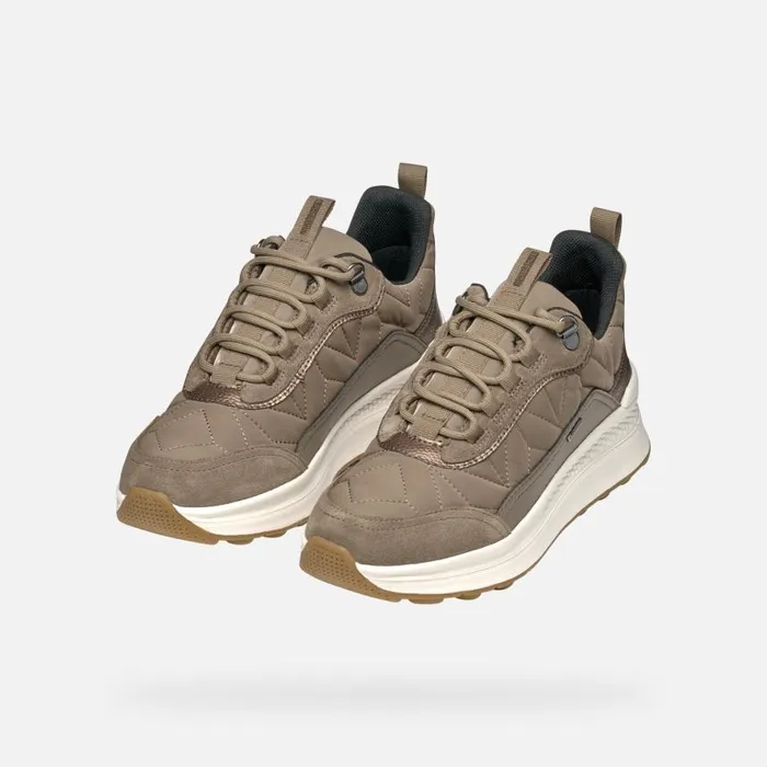 Woman Geox Sneakers SPHERICA ACTIF X2 ABX WOMAN Taupe Waterproof Trainers Taupe