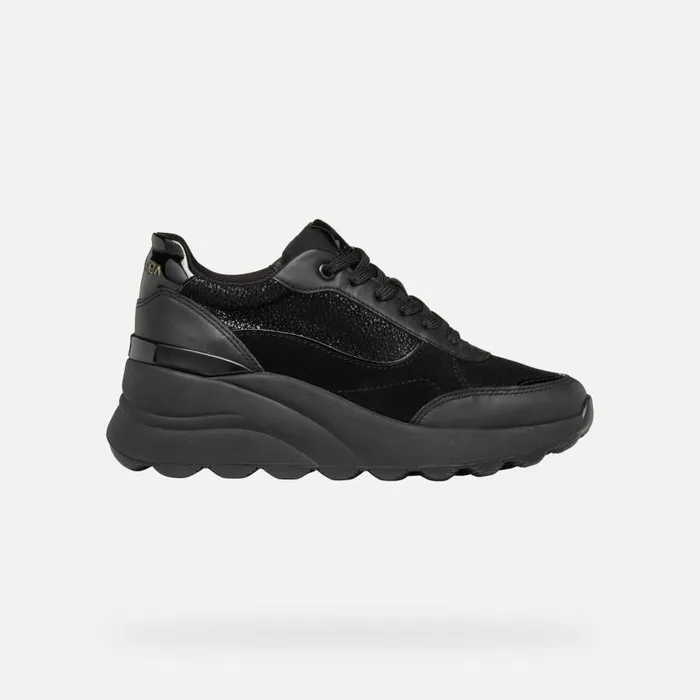 Woman Geox Sneakers SPHERICA EC13 WOMAN Black Wedge Sneakers Black