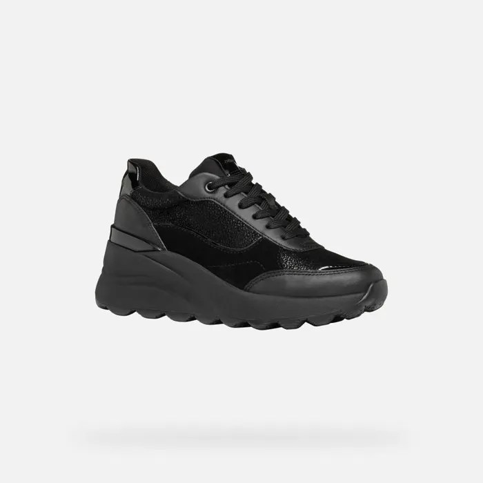 Woman Geox Sneakers SPHERICA EC13 WOMAN Black Wedge Sneakers Black