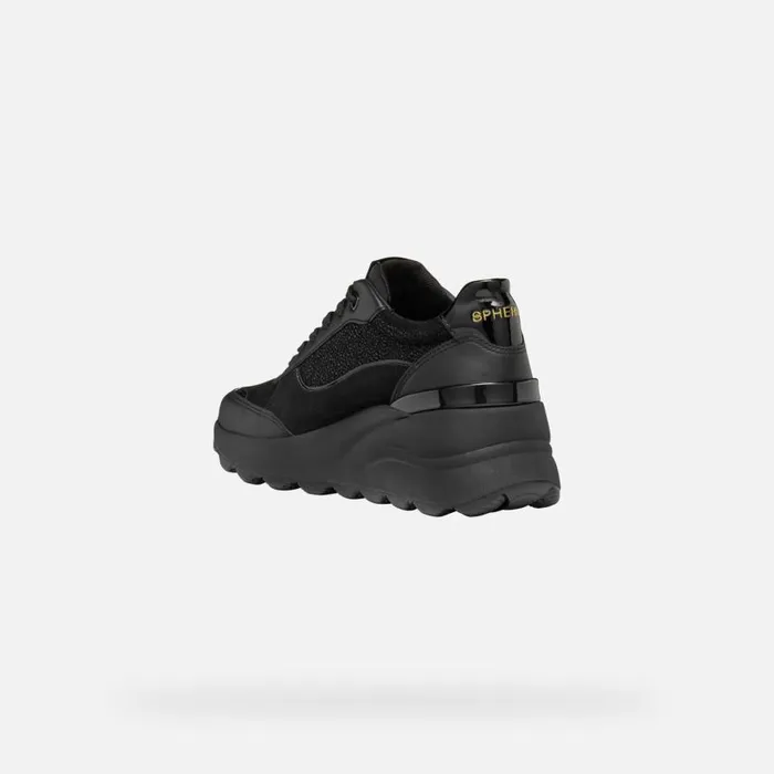 Woman Geox Sneakers SPHERICA EC13 WOMAN Black Wedge Sneakers Black