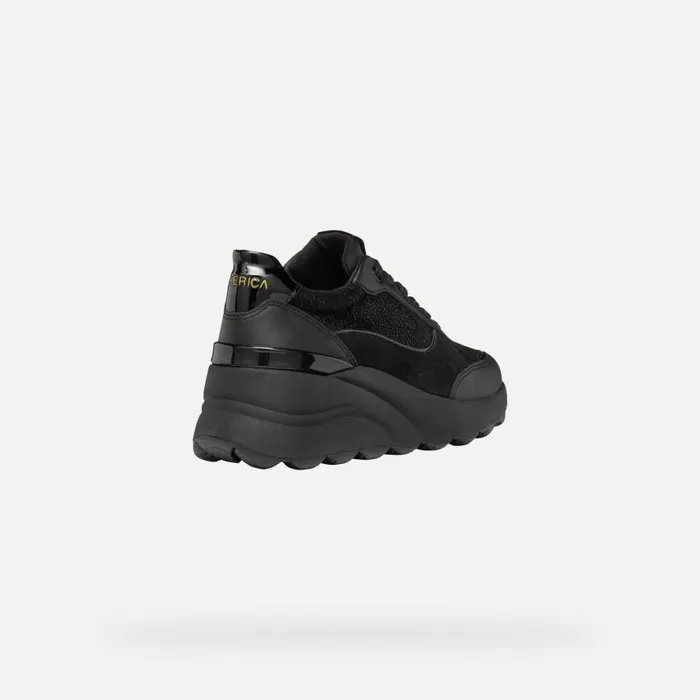 Woman Geox Sneakers SPHERICA EC13 WOMAN Black Wedge Sneakers Black