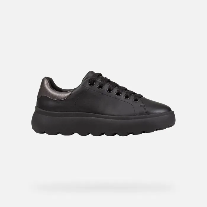 Woman Geox Sneakers SPHERICA EC41 WOMAN BlackGun Low Top Sneakers Blackgun
