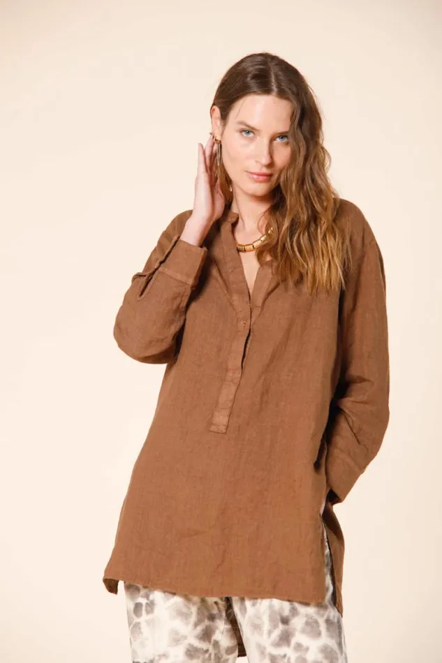 Woman India Long Sleeve Shirt In Linen With Korean Collar Mason039s Shirts