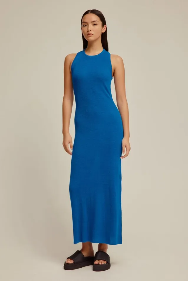 Woman Venroy Dresses Linen Knitted Cross Back Dress
