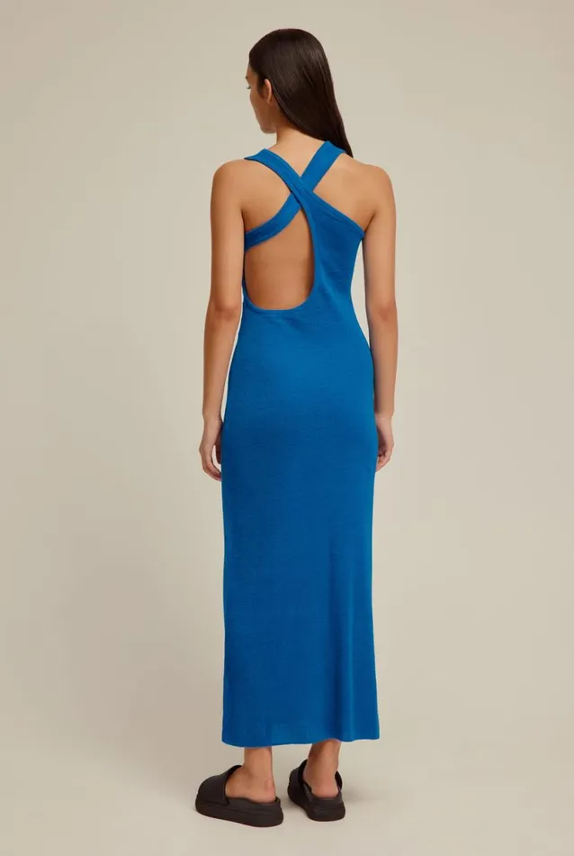 Woman Venroy Dresses Linen Knitted Cross Back Dress