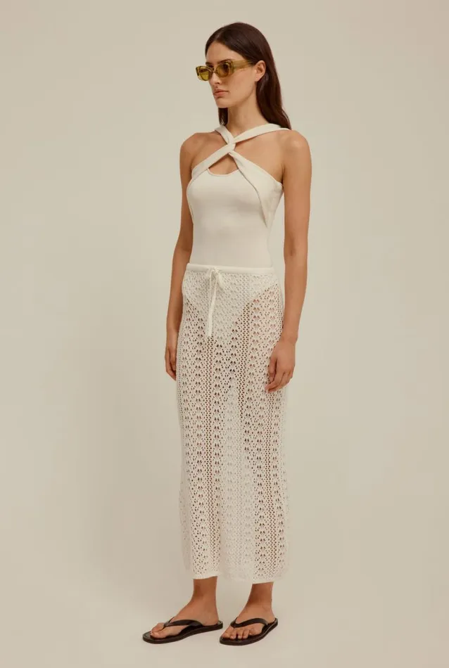 Woman Venroy Knitwear Crochet Knit Skirt