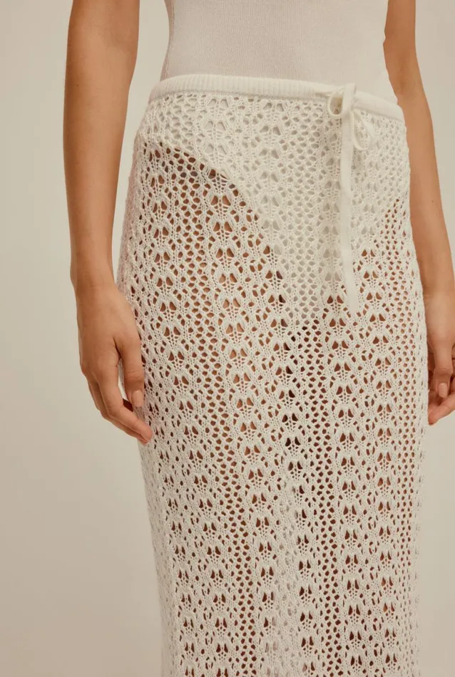 Woman Venroy Knitwear Crochet Knit Skirt