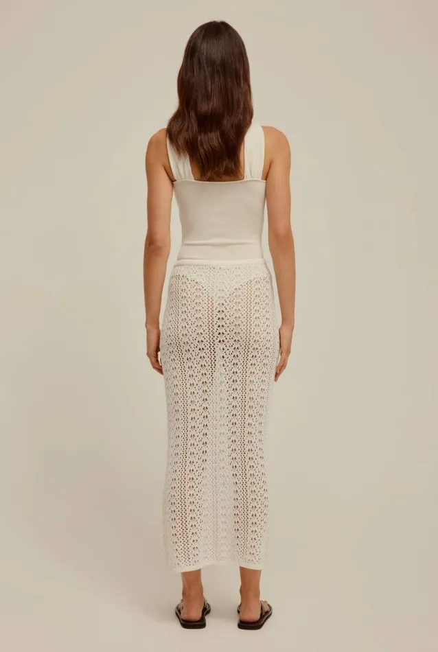 Woman Venroy Knitwear Crochet Knit Skirt