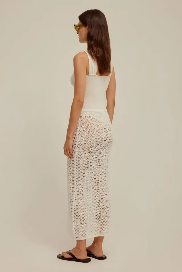 Woman Venroy Knitwear Crochet Knit Skirt