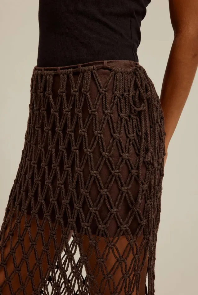 Woman Venroy Knitwear Macrame Midi Skirt