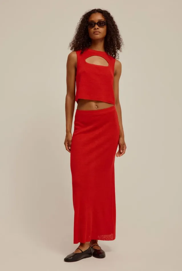 Woman Venroy Knitwear Rib Knitted Skirt