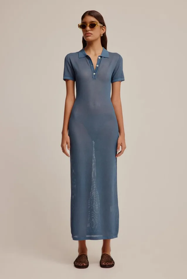 Woman Venroy Knitwear Slinky Knitted Polo Dress