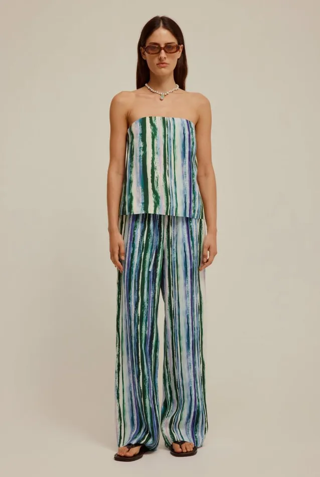 Woman Venroy Pants Printed Linen Wide Leg Pant
