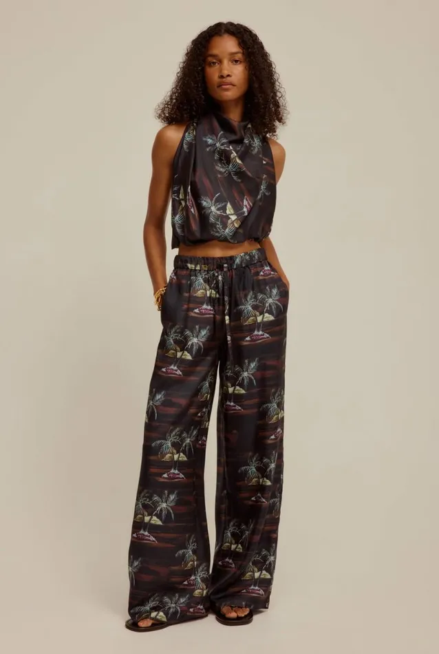 Woman Venroy Pants Silk Wide Leg Pant
