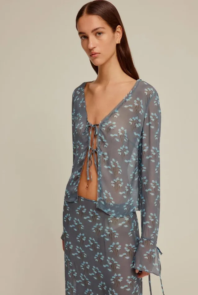 Woman Venroy Tops Sheer Tie Front Top