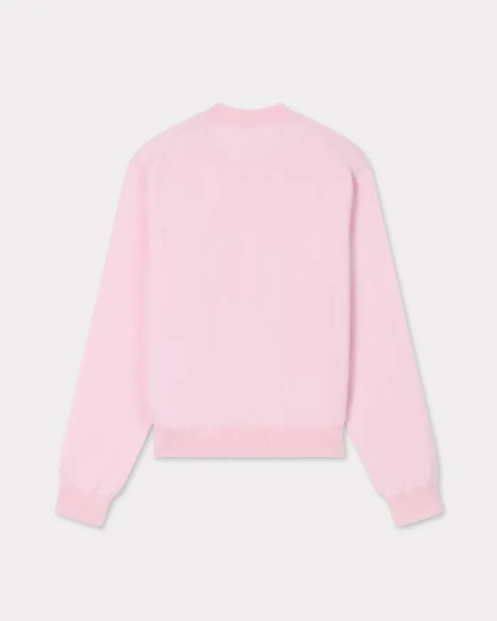 Women 039Boke Flower039 Embroidered Crewneck Cardigan In Wool Faded Pink Kenzo Sweaters And Cardigans