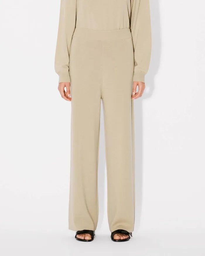 Women 039Boke Flower039 Embroidered Pants In Wool Beige Kenzo Pants And Shorts
