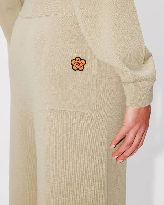 Women 039Boke Flower039 Embroidered Pants In Wool Beige Kenzo Pants And Shorts