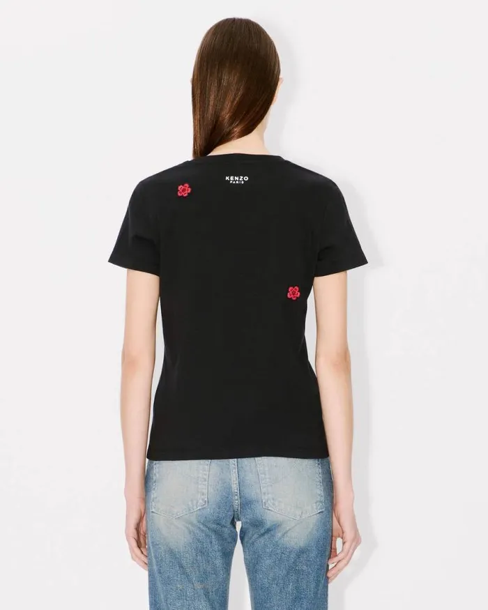 Women 039Boke Flower039 Embroidered Tshirt In Cotton Black Kenzo Tshirts And Polos