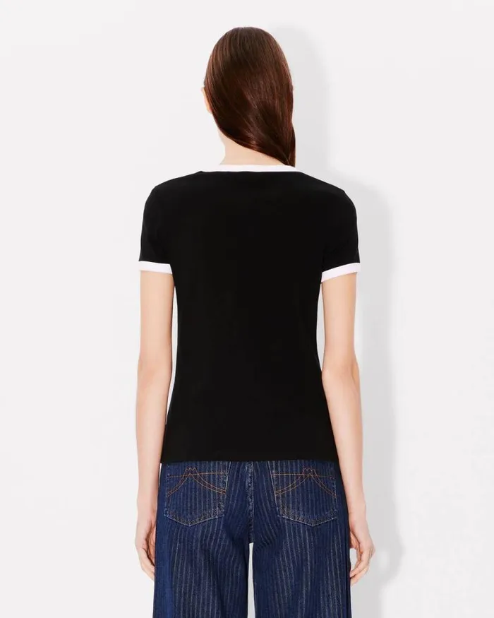 Women 039Boke Flower 20039 Embroidered Tshirt Black Kenzo Tshirts And Polos