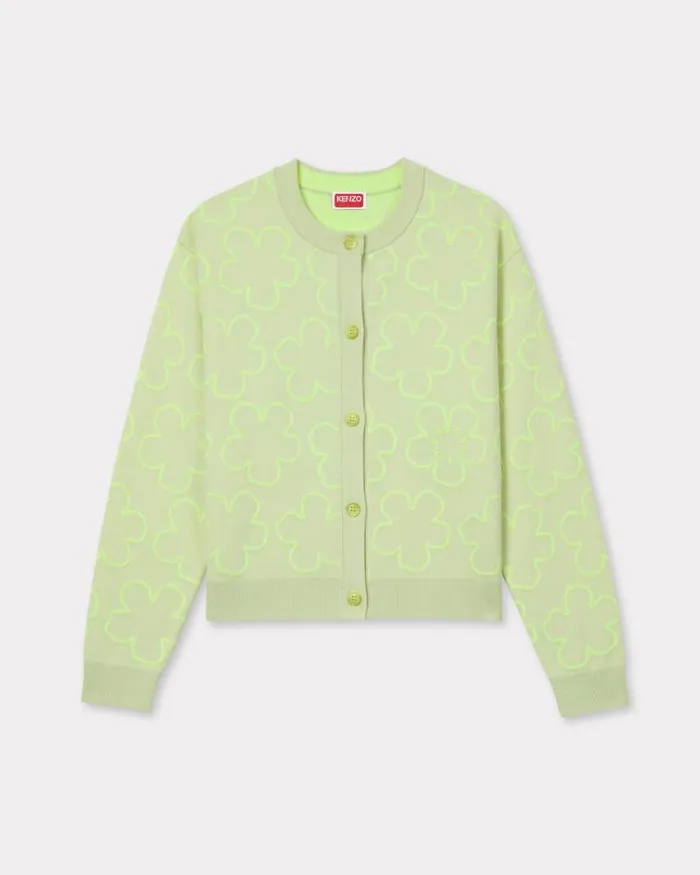 Women 039Hana Dots039 Embroidered Cardigan In Wool Cotton And Viscose Lemon Kenzo Sweaters And Cardigans