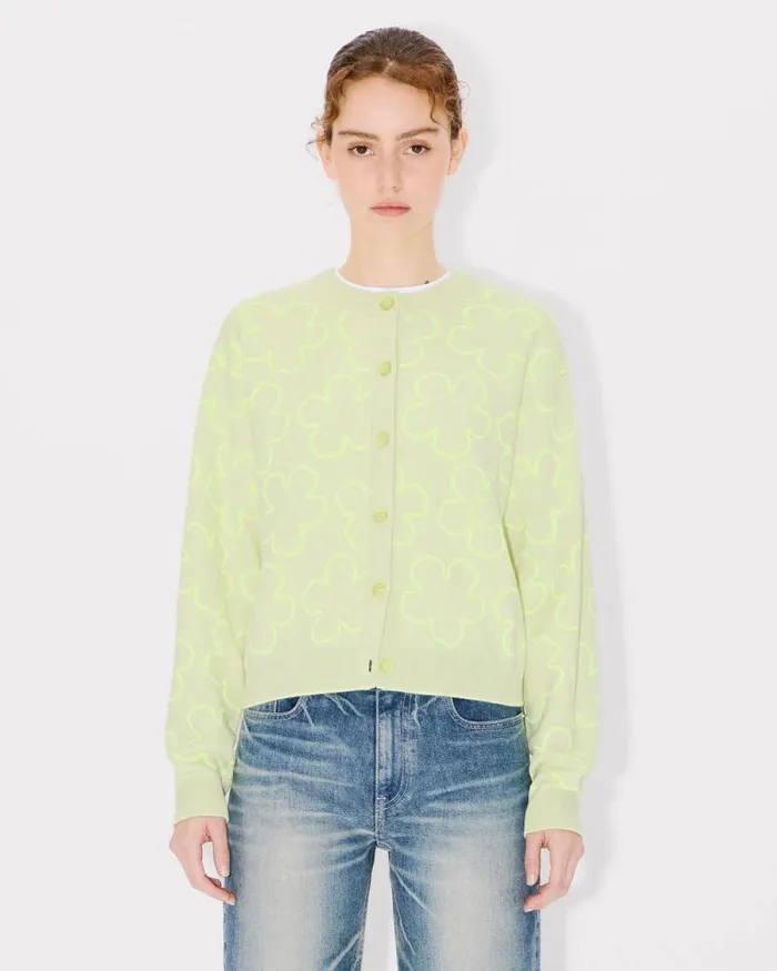Women 039Hana Dots039 Embroidered Cardigan In Wool Cotton And Viscose Lemon Kenzo Sweaters And Cardigans