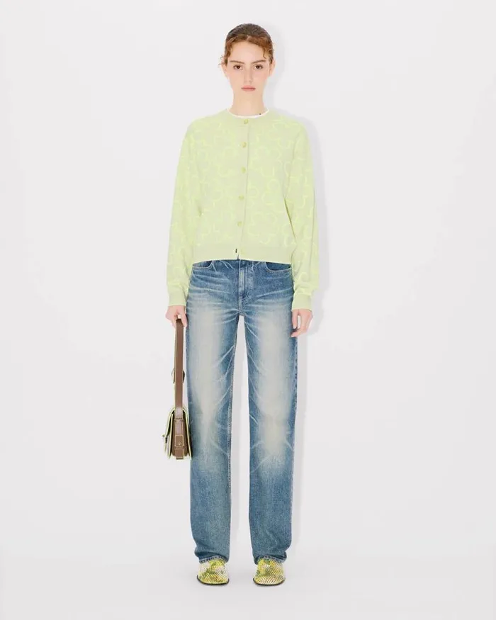 Women 039Hana Dots039 Embroidered Cardigan In Wool Cotton And Viscose Lemon Kenzo Sweaters And Cardigans